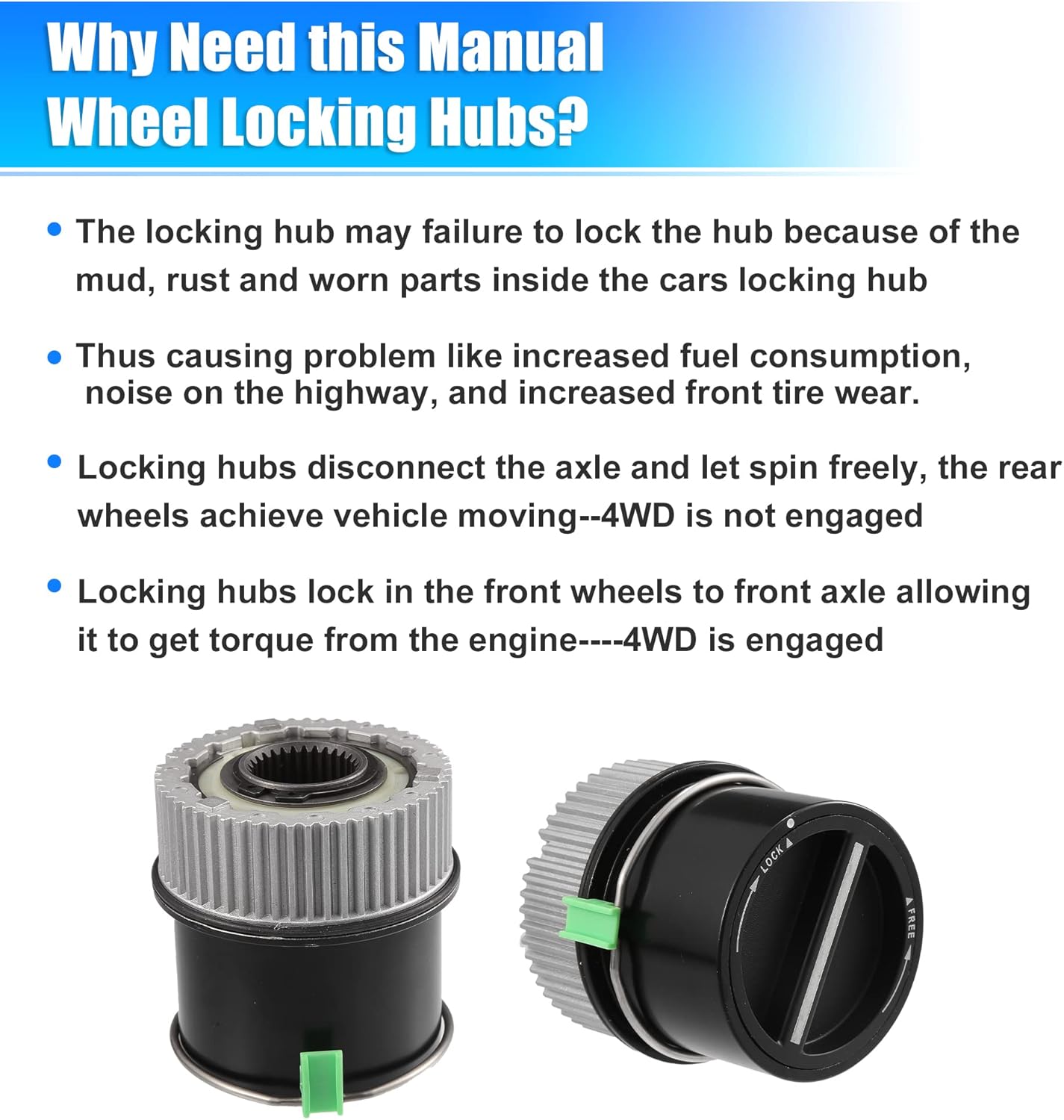 X AUTOHAUX 1 Pair 4WD Front Manual Wheel Locking Hub 1C3Z-3B396-DA for Ford F250 F350 F450 F550 1999-2004 for Ford Excursion 2000-2005 4x4 Manual Locking Hub Axle Actuator Locking Drive Hub - Image 6