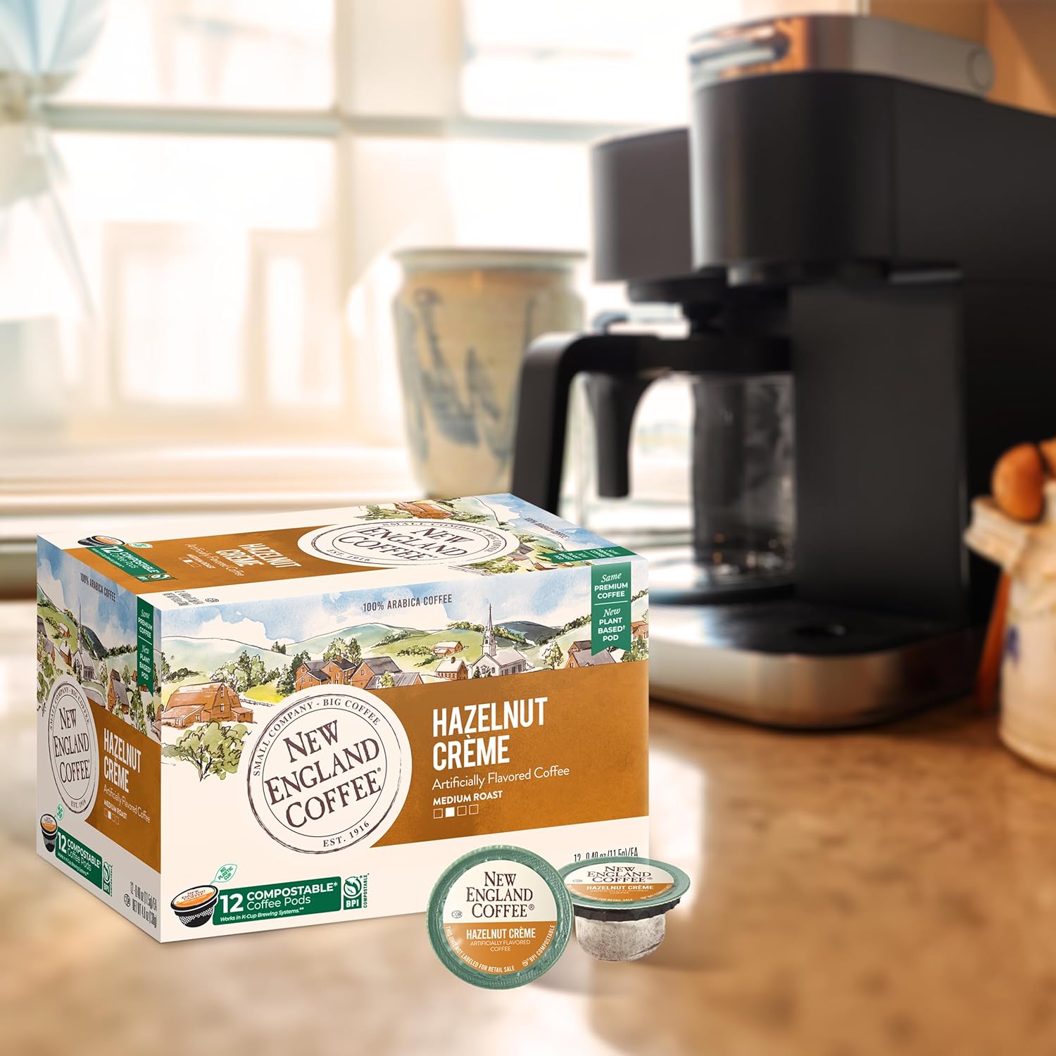 New England Coffee Hazelnut Crème Medium Roast Single Serve Pods, 12ct Box (Pack of 6) - Image 8