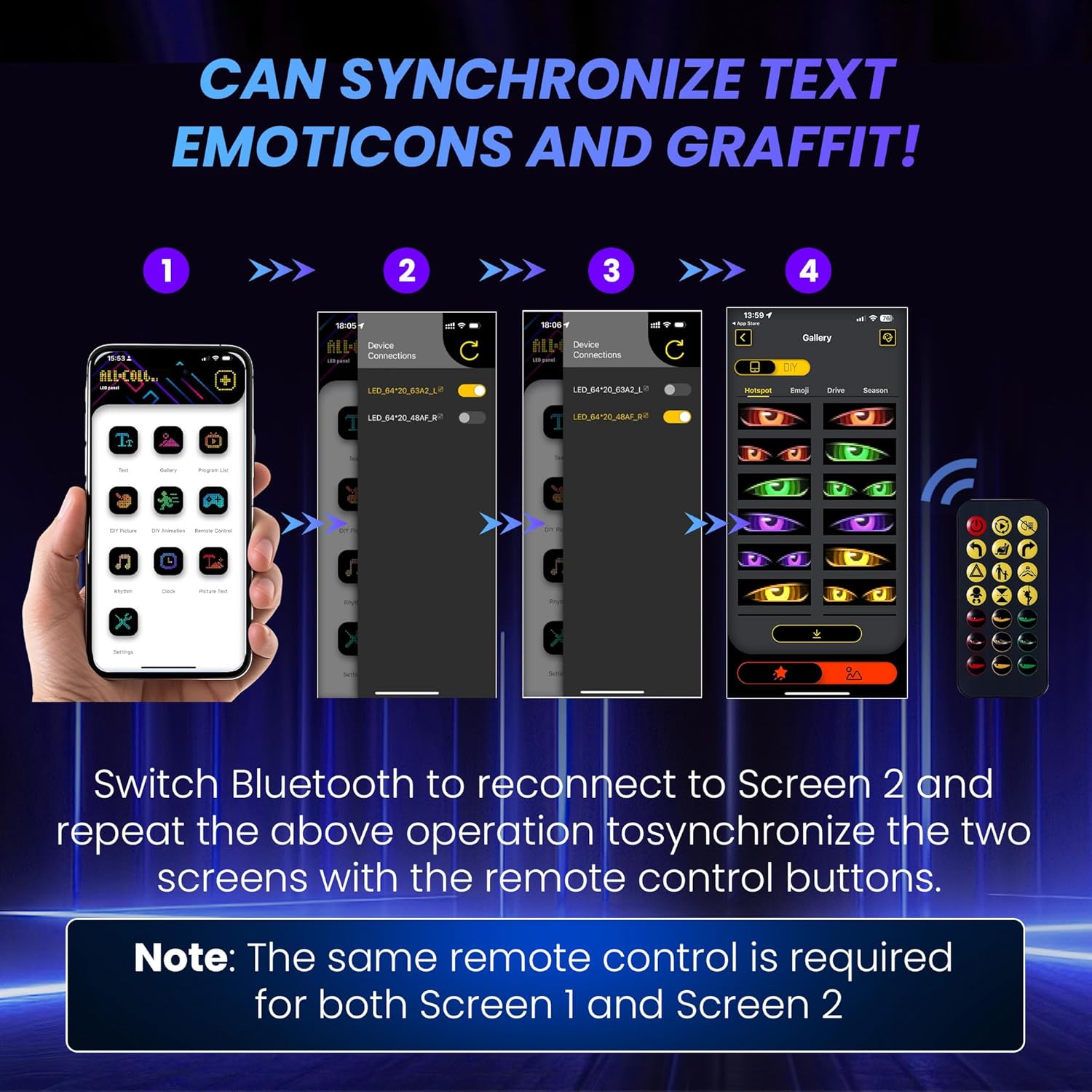 2PCS Devil Eyes Light for Cars,Led Eyes for Car Windshield,Programmable Led Sign,Controlled by a Remote Control and a Bluetooth APP,Suitable for Cars, SUVs & Trucks. - Image 7