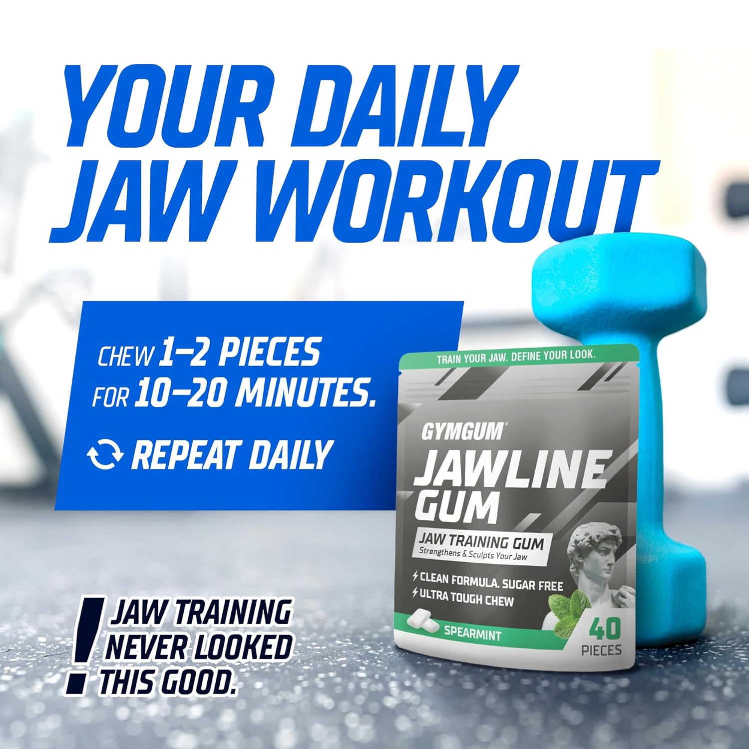 GYMGUM Jawline Gum Ultra Hard Chewing Gum | No Calories, No Sugar, No Artificial Sweeteners | Keto Friendly Mewing Gum for Jawline Training & Exerciser - Image 8
