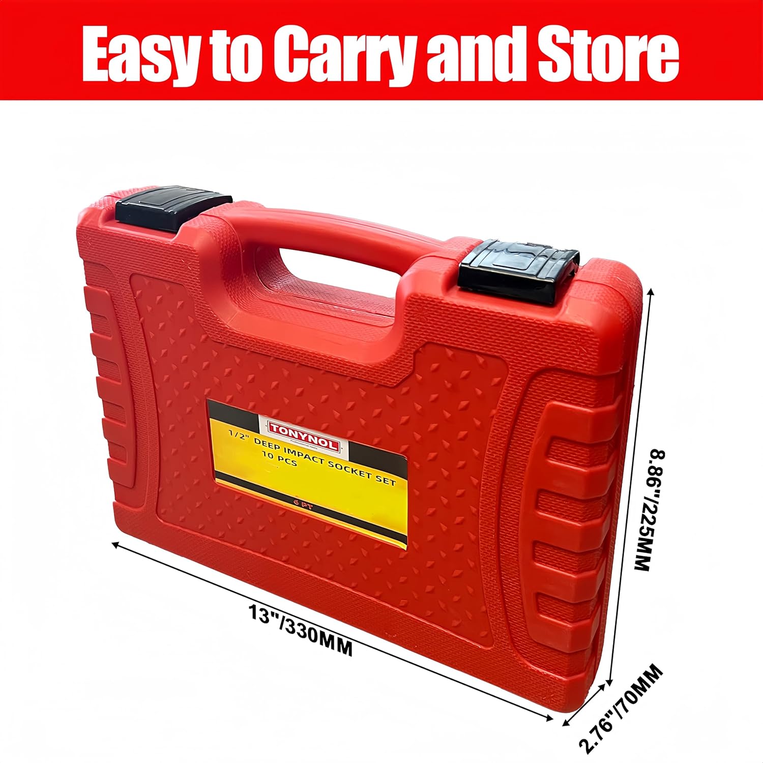 1/2" Inch Drive Impact Socket Set,6-Point,SAE (1-1/16" to 1-5/8"),10 PC Deep,Heavy Duty Impact Socket Set,With a Storage Case - Image 6