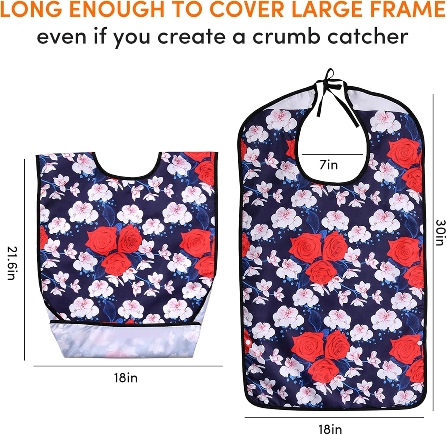 3 Pcs Adult Bibs For Women With Crumb Catcher, Reusable Waterproof Large Bibs For Adult, Clothing Protector For Eating,Washable Feeding Bib For Women Elderly Senior - Image 2