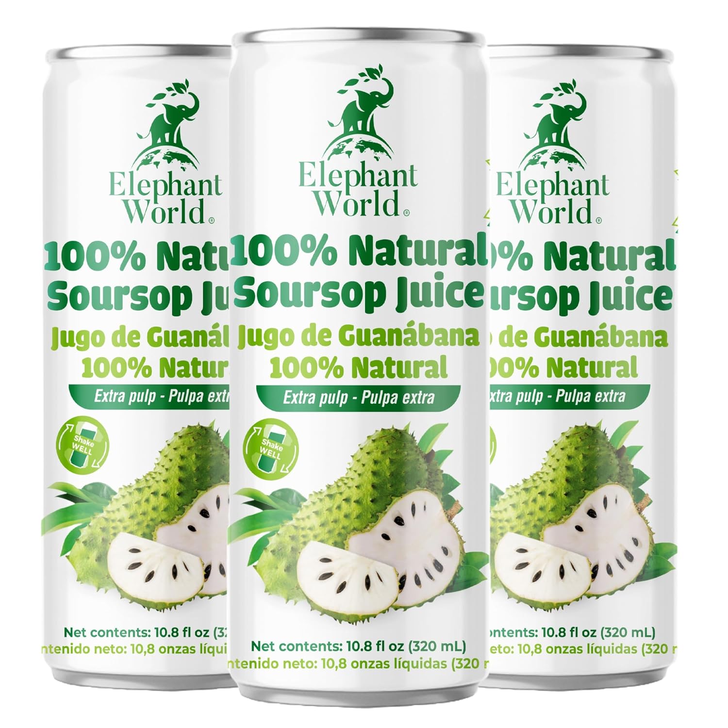 Elephant World 100% Natural Soursop Guanabana Juice 10.8 oz (Pack of 12), Soursop