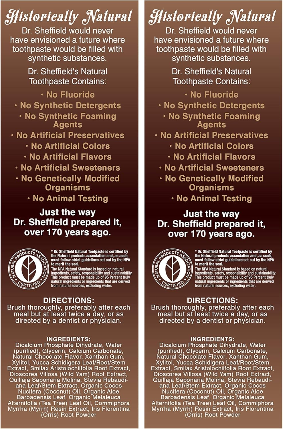 Dr. Sheffield’s Certified Natural Toothpaste (Chocolate) - Great Tasting, Fluoride Free Toothpaste/Freshen Your Breath, Whiten Your Teeth, Reduce Plaque (2-Pack) - Image 2