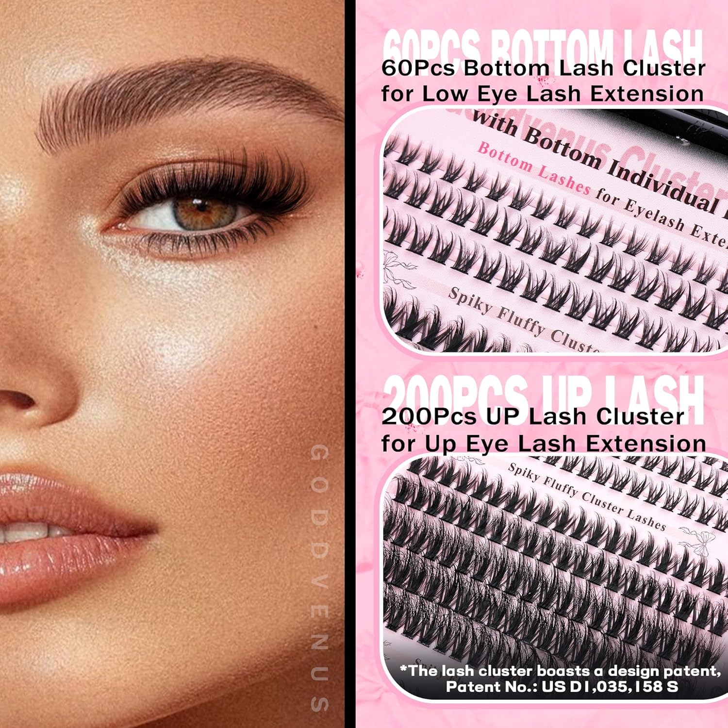 Wispy Lash Clusters Kit Cluster Eyelash Extensions Natural Lash Extension Kit C Curl Fluffy Individual Eyelashes with Bottom Lashes Clusters Waterproof Bond and Seal DIY at Home - Image 5