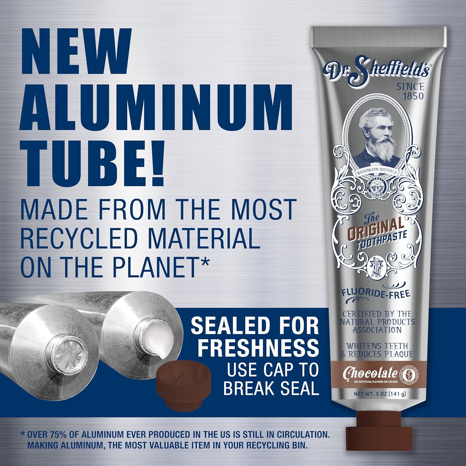 Dr. Sheffield’s Certified Natural Toothpaste (Chocolate) - Great Tasting, Fluoride Free Toothpaste/Freshen Your Breath, Whiten Your Teeth, Reduce Plaque (2-Pack) - Image 3