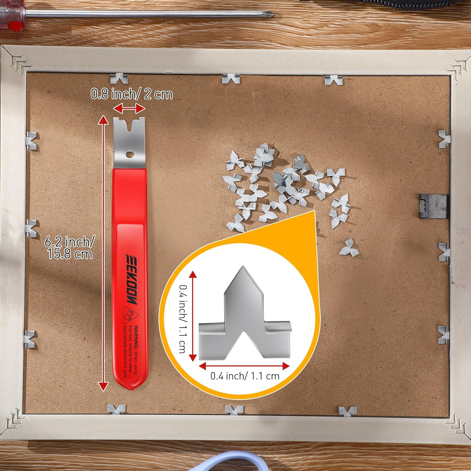 Feekoon Glazier Point Driver, Glazier Setting Tool with 100 Push Points, Glazing Push Point Driver Tool for Framing Glass Picture Cross Stitch (Red) - Image 7