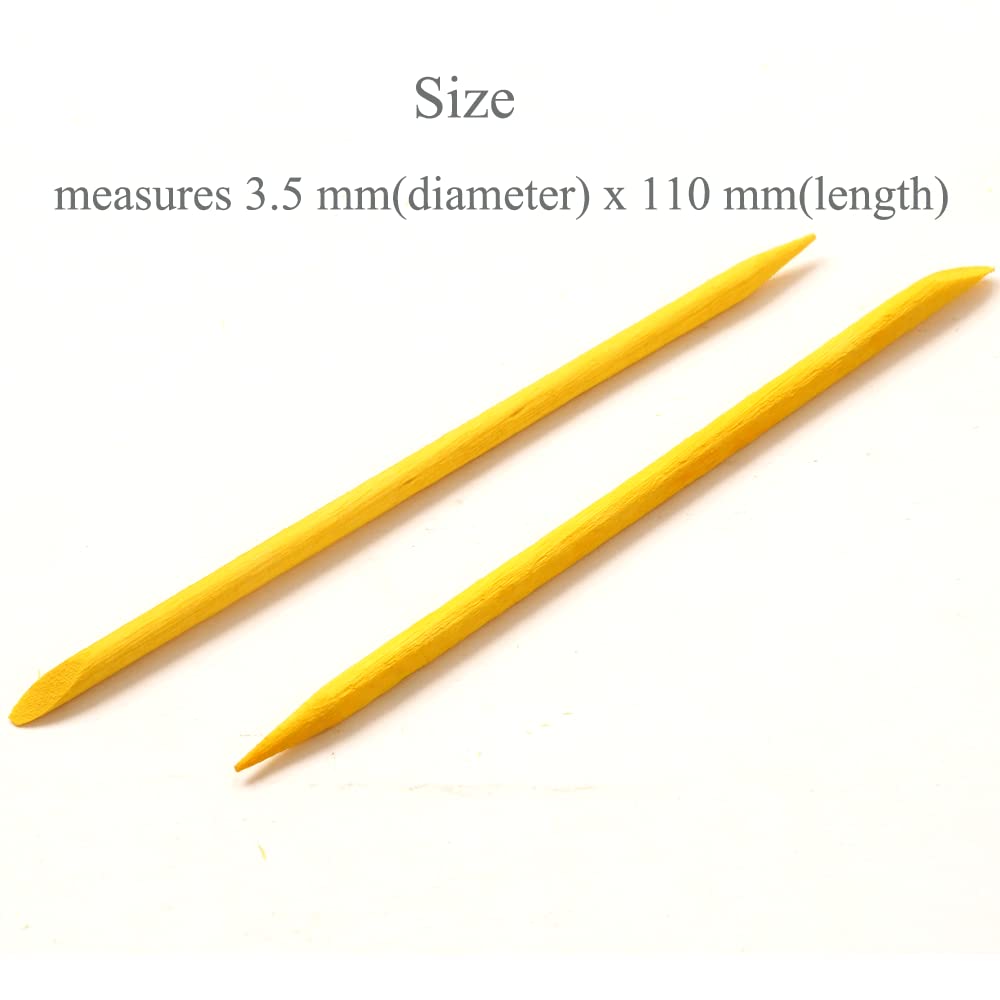 100 Pcs Orange Wood Nail Sticks Double Sided Multi Functional Cuticle Pusher Manicure Pedicure Tool for Manicure Pedicure Yellow - Image 5