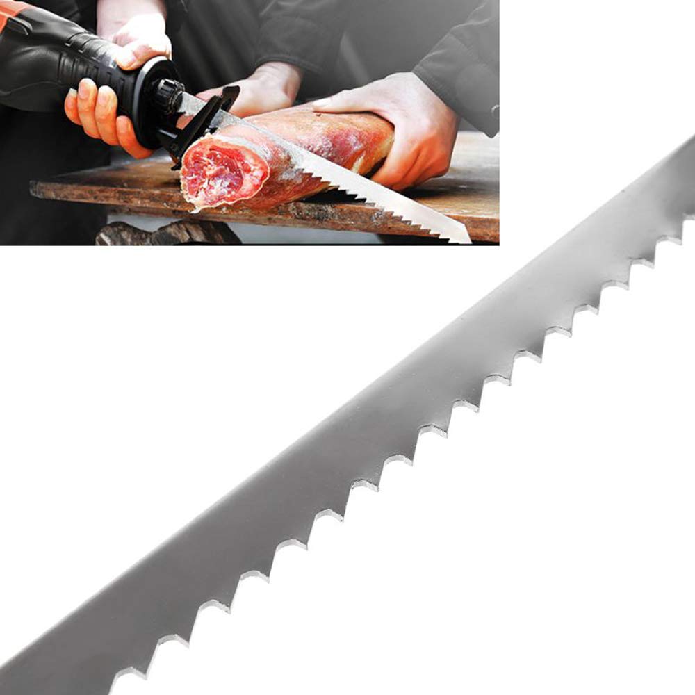 12 Inch Stainless Steel Reciprocating Saw Blades for Meat, 3TPI Big Tooth Unpainted Reciprocating Saw Blades for Food Cutting, Big Animals, Frozen Meat, Beef, Sheep, Cured Ham, Turkey, Bone - 5pack - Image 2