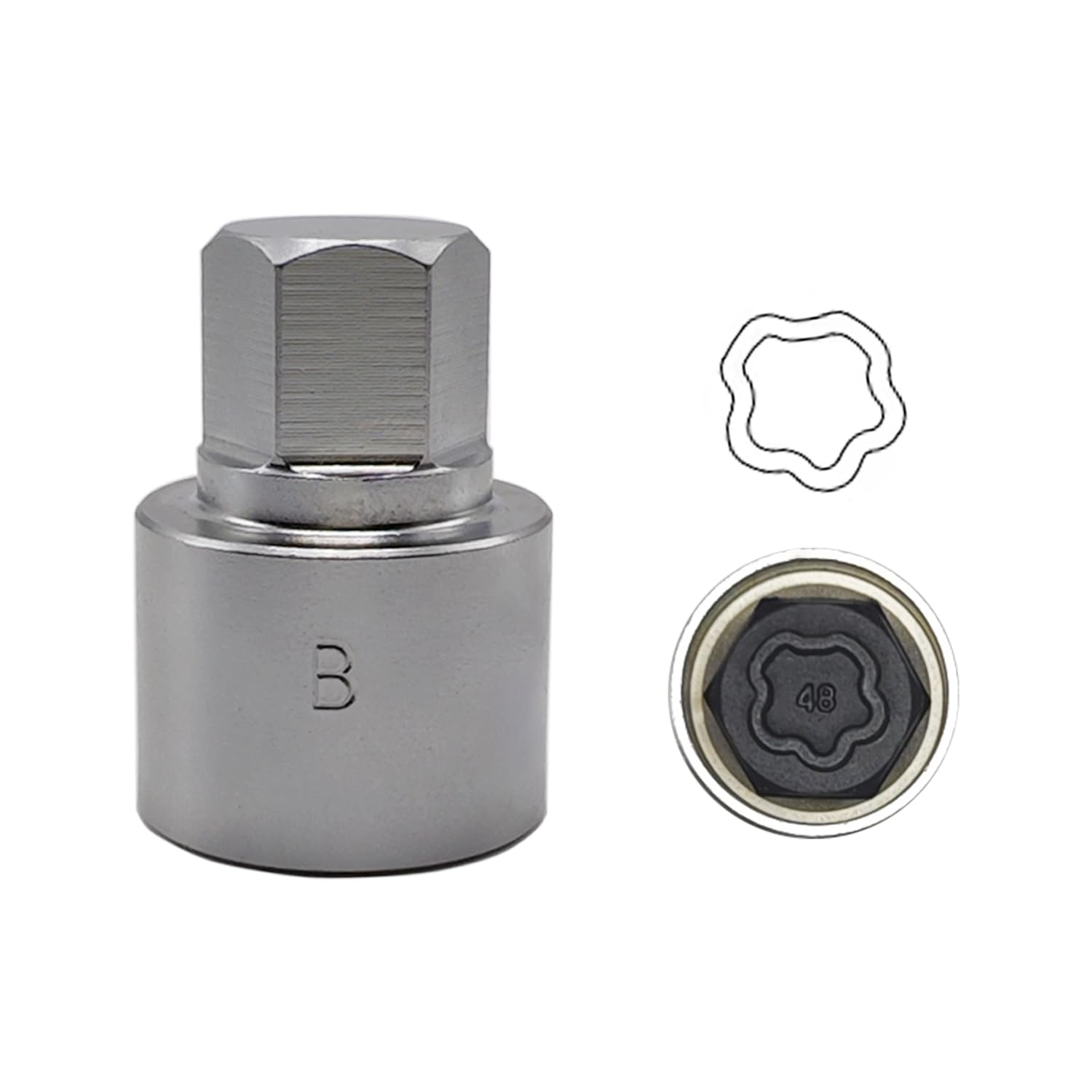 048 Wheel Locking Nut Key Compatible with BMW Series, Socket OD 27mm - ID 25mm, Nut Adapter, Anti-Theft Lug Nut Removal Tool