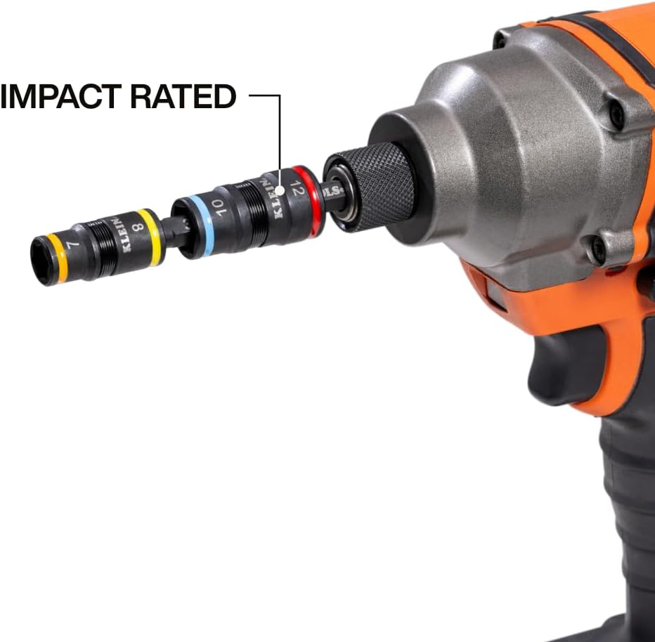 Klein Tools 32932M 4-in-1 Metric Impact Socket Set, 2 Flip Sockets with 4 Metric Hex Sizes, 7 mm, 8 mm, 10 mm, 12 mm, Impact Rated 3-1/2-Inch Shaft - Image 5