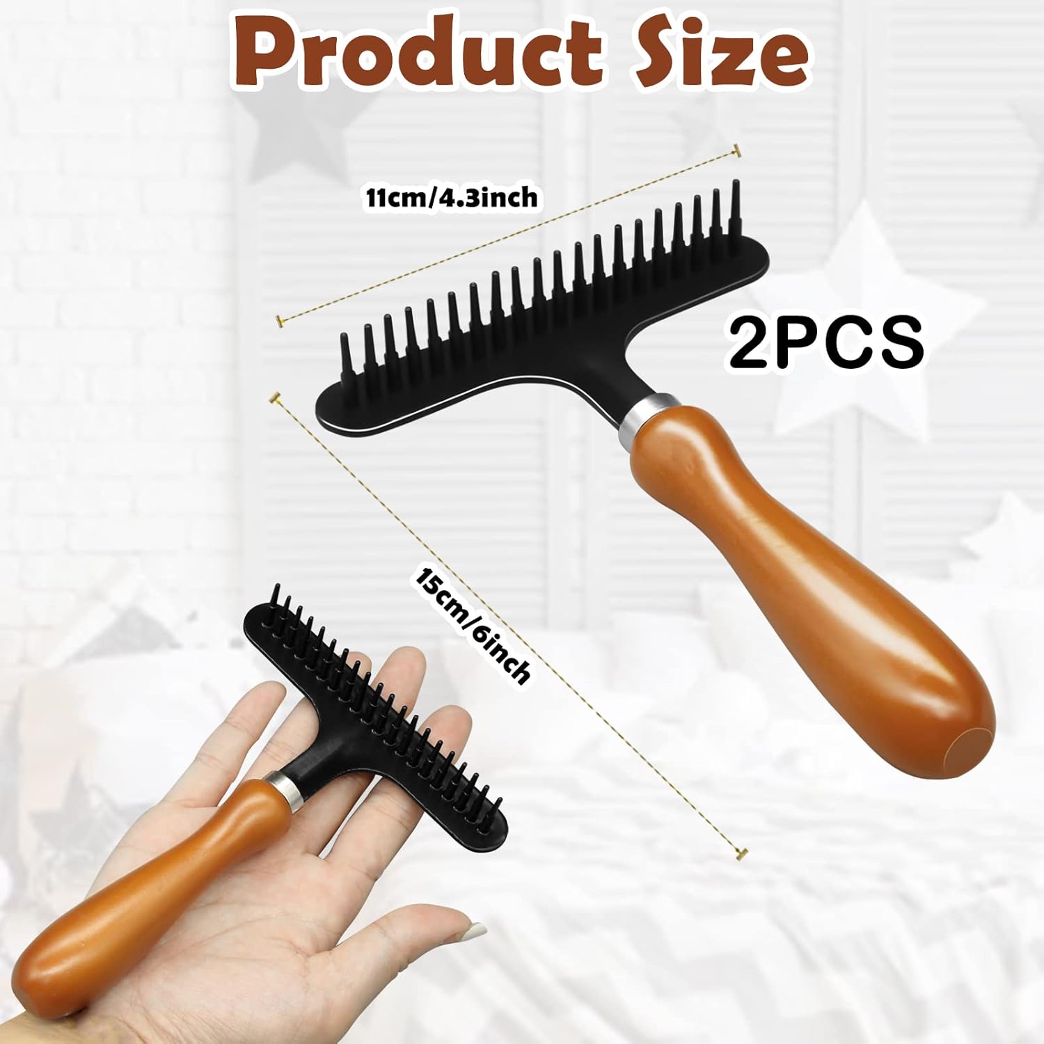 2 Pcs Hand Held Carpet Rake to Fluff Matted Carpets, Portable Rug Rake for Pet Hair Removal - Image 3