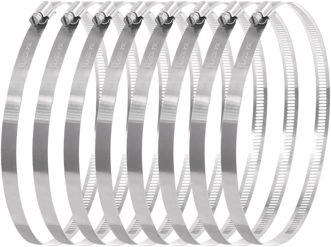Swpeet 8Pcs 6-7inch (155-178mm) Hose Clamp 304 Stainless Steel Adjustable Range Worm Gear Hose Clamp Fuel Line Clamp Perfect for Plumbing, Automotive and Mechanical Applications