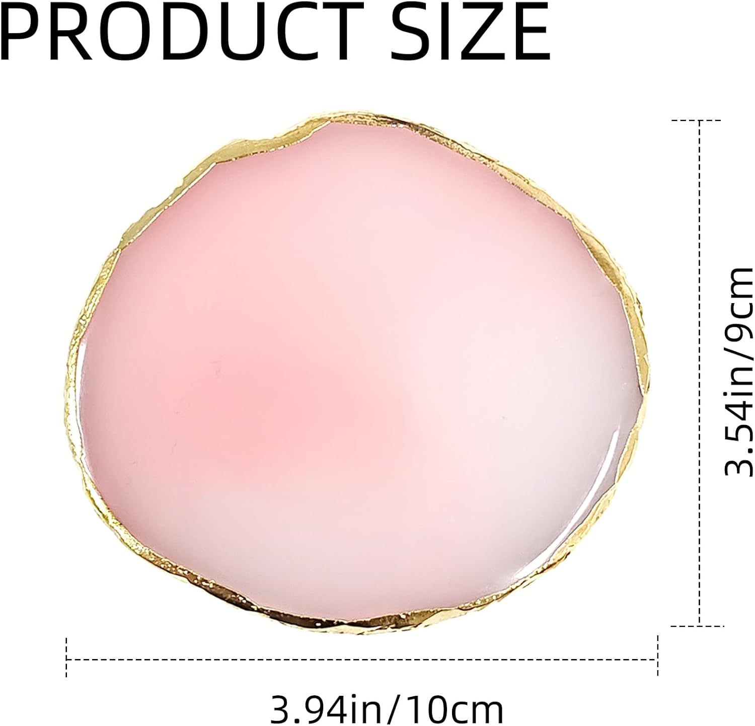 2Pcs Resin Nail Art Palette,Nail Polish Palette,Gold Edge Nails Holder Display Board,Cosmetic Mixing Tools for Nails Art(White,Pink) - Image 3