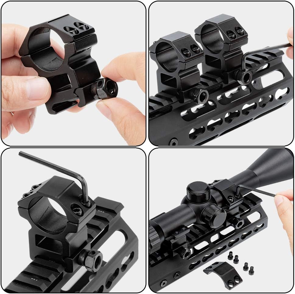 1'' Scope Rings, 2Pcs High Profile or 2Pcs Medium Profile 1 Inch Scope Mount Rings for Picatinny Rail - Image 5