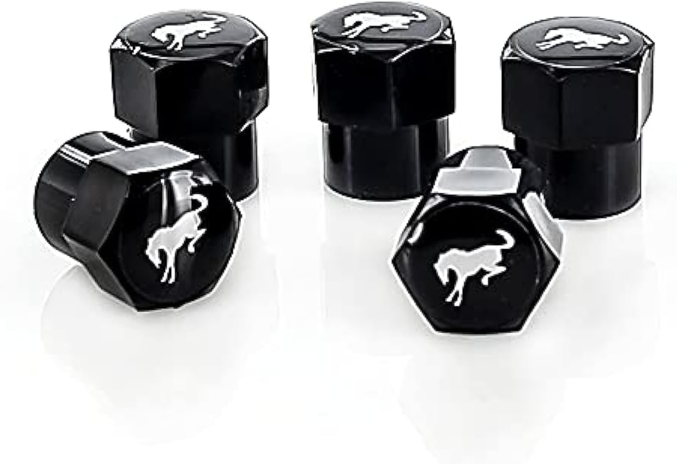 Ford Bronco Black Plastic Tire Valve Stem Cap Covers (Pack of 5)