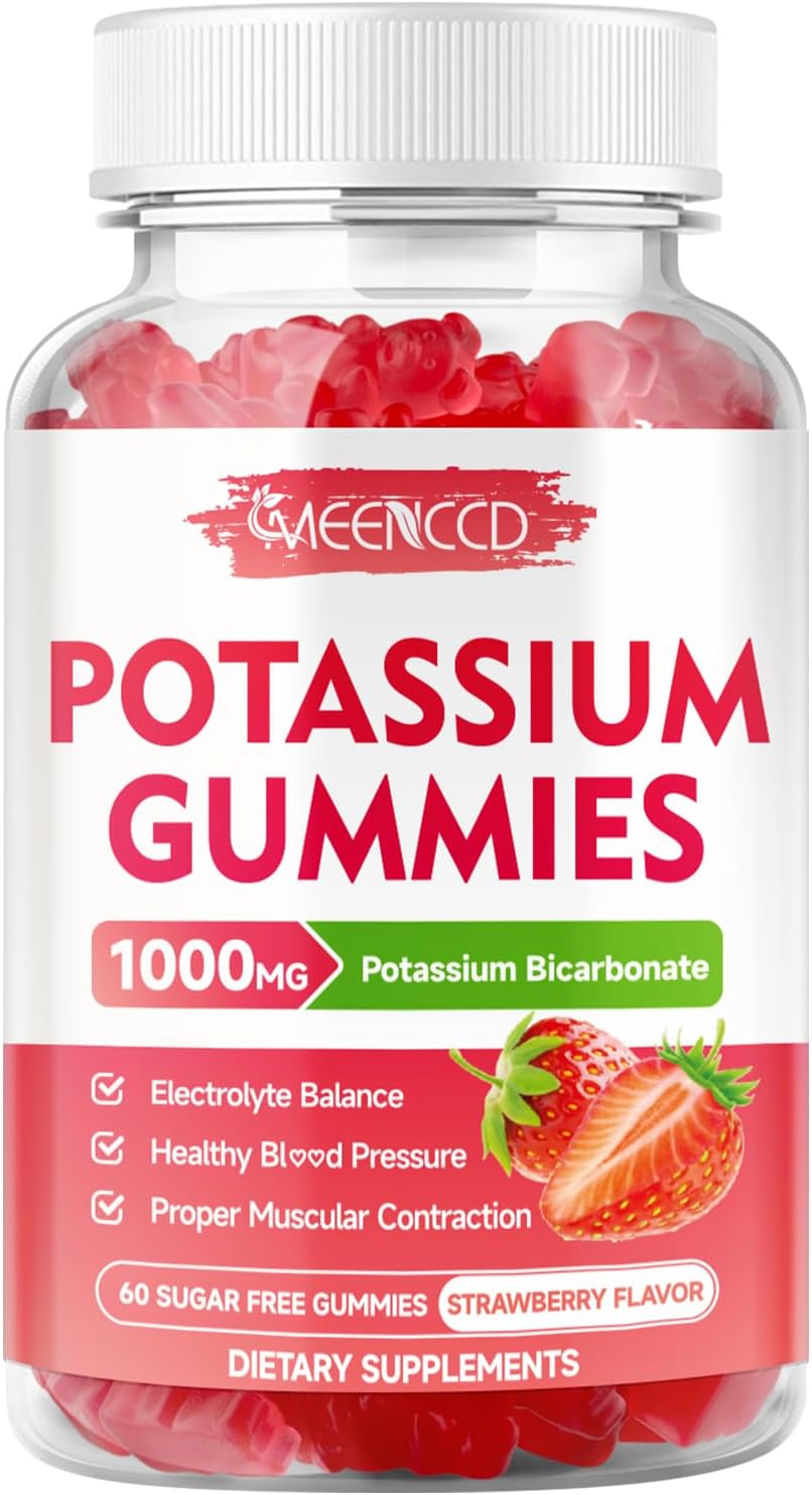 Potassium Gummies, Potassium Bicarbonate Supplement for Adults & Kids, Potassium Supplement for Electrolyte Balance & Muscle Heath, Sugar-Free, Strawberry Flavor, 60 Count - Image 8