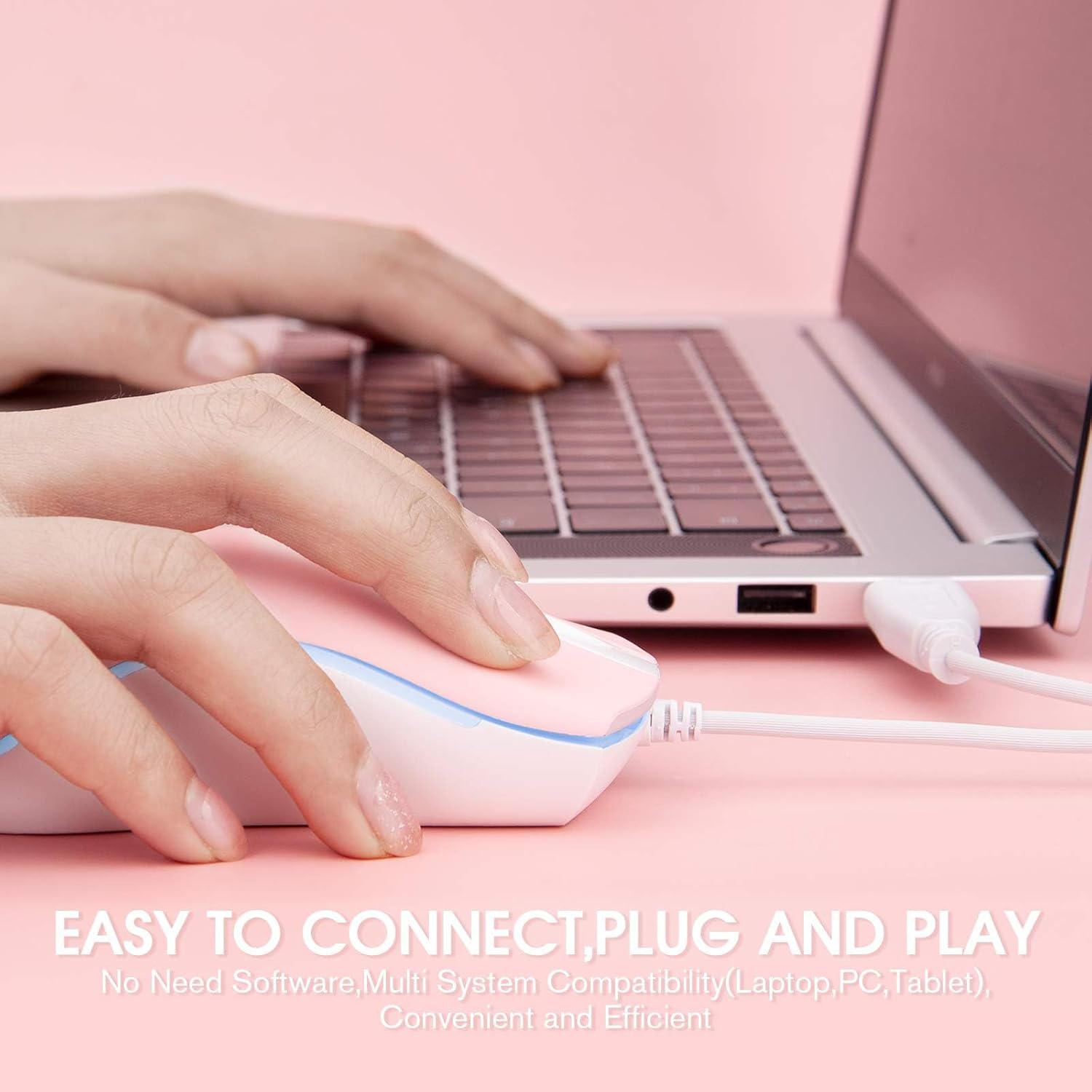 Rii Wired Mouse, USB Computer Mouse,RGB Optical Office Mice for PC,Computer,Laptop,Desktop,Windows,Chromebook (Pink) - Image 6