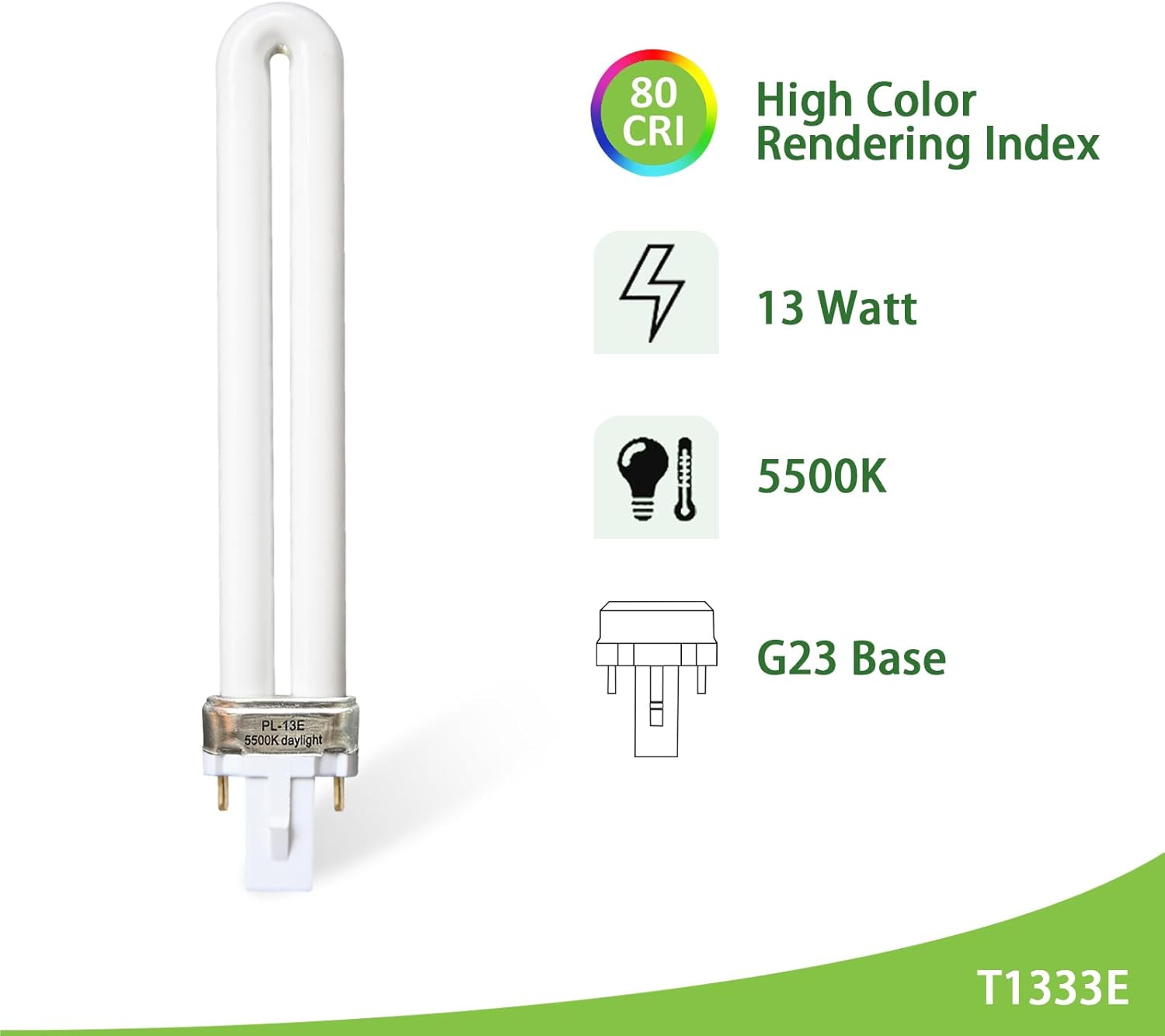 (2 Pack) PL13-E 13W Replacement Light Bulb Compatible with Electronic Ballast,Replace for Ottlite T1333E,13W Type E Compact Fluorescent Light Bulb,5500K Bright Natural Daylight,G23 Base - Image 5