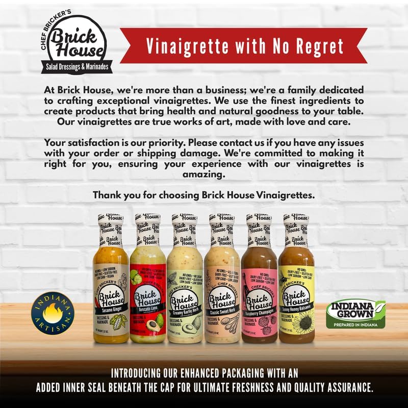 Brick House Sesame Ginger Salad Dressing Vinaigrette, 12 oz - Vinaigrette Inspired by Asian Salad Dressings - Vegan, Low Carb, Low Sodium Sesame Dressing, No Preservatives, Made in USA - Image 7