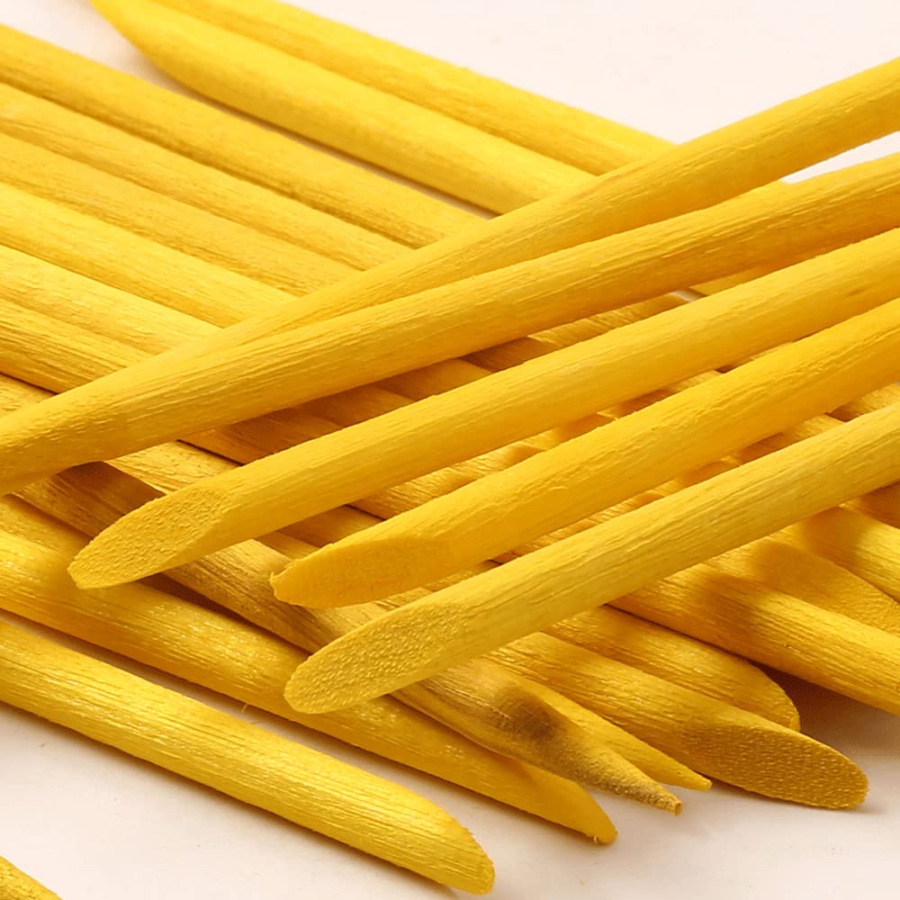100 Pcs Orange Wood Nail Sticks Double Sided Multi Functional Cuticle Pusher Manicure Pedicure Tool for Manicure Pedicure Yellow - Image 6