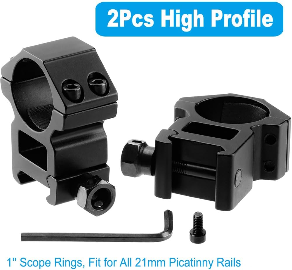 1'' Scope Rings, 2Pcs High Profile or 2Pcs Medium Profile 1 Inch Scope Mount Rings for Picatinny Rail - Image 2