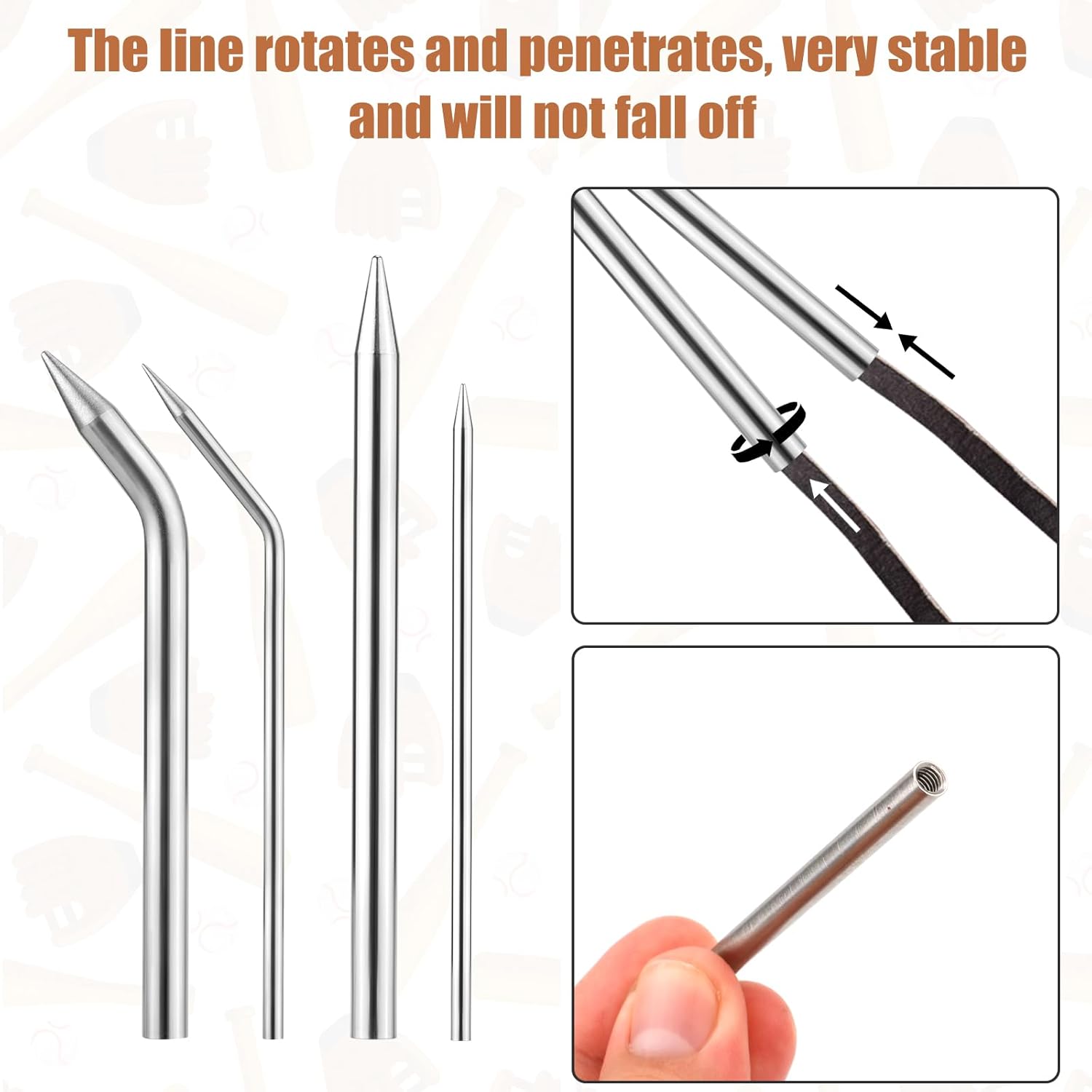4pcs Baseball Lacing Needle, Handy Glove Shoelace Repair Kit Durable Reliable Leather Lacing Needle Precise Mitt Needle Curved Needles Tool for Softball Baseball Glove Relacing and Repair - Image 3