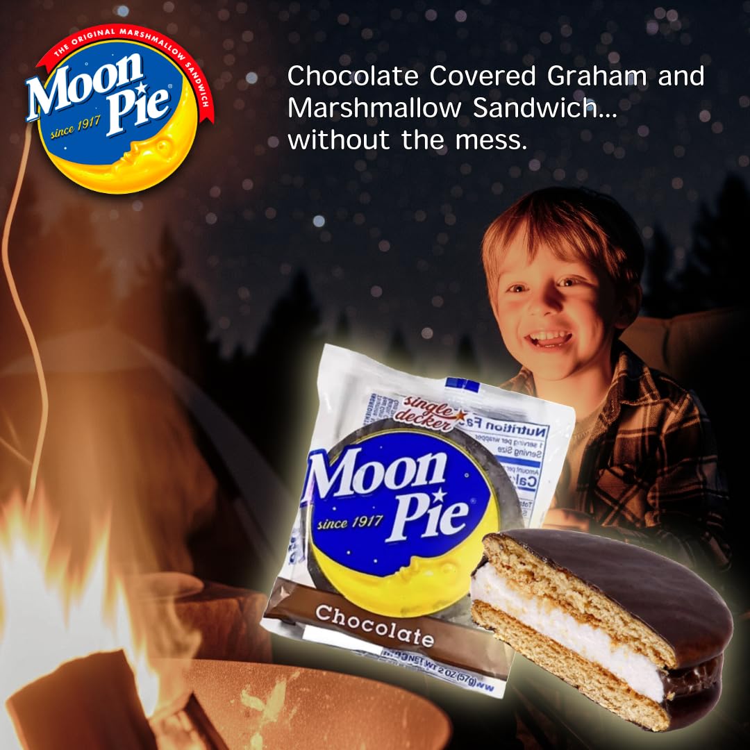 Moon Pie Minis 36 Pack. 6 Pies of Each: Original, Once in a Blue Moon Blueberry, Vanilla, Banana, Strawberry, Salted Caramel. 1oz. Snack Pies Individually Wrapped. - Image 3