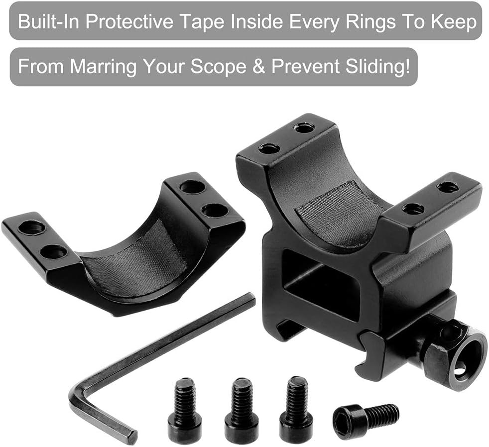 1'' Scope Rings, 2Pcs High Profile or 2Pcs Medium Profile 1 Inch Scope Mount Rings for Picatinny Rail - Image 3