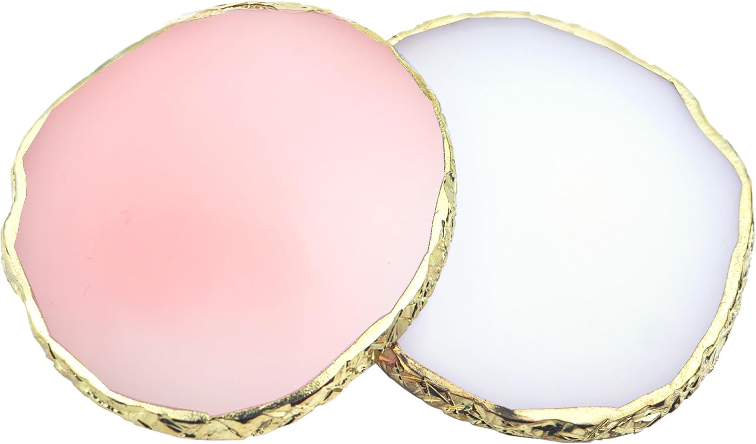 2Pcs Resin Nail Art Palette,Nail Polish Palette,Gold Edge Nails Holder Display Board,Cosmetic Mixing Tools for Nails Art(White,Pink)