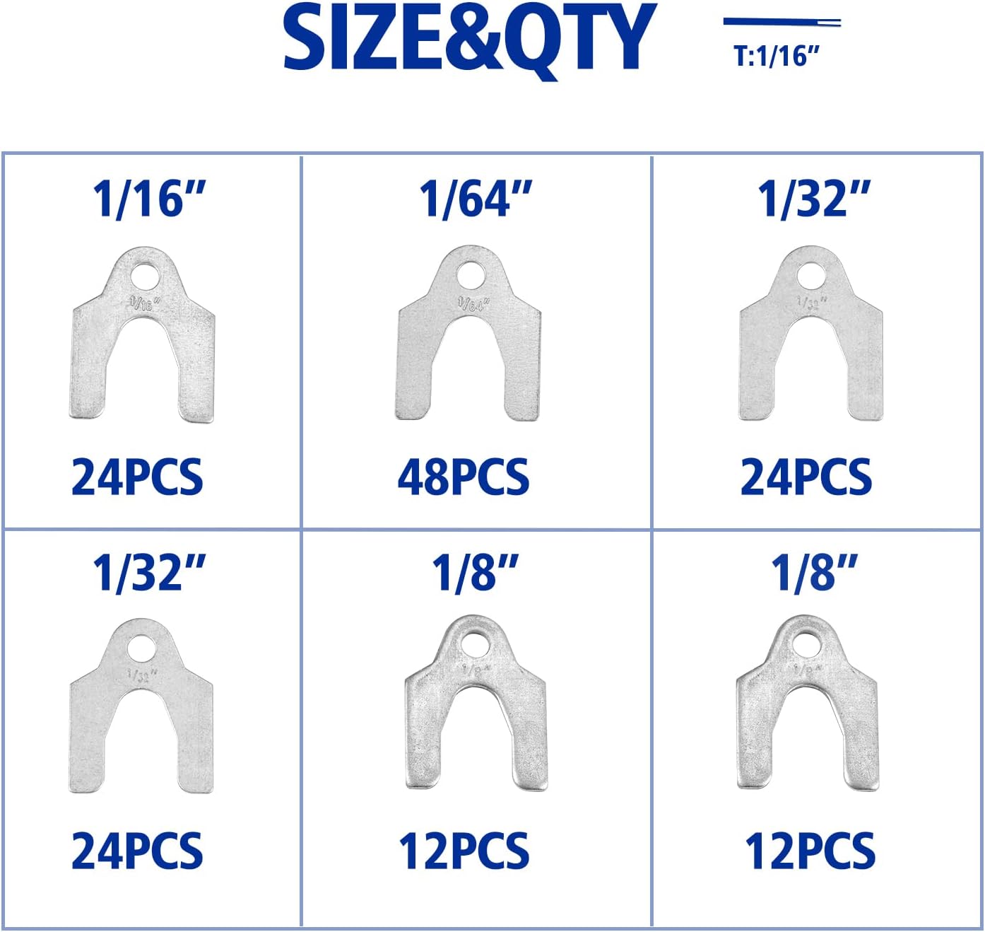 Auto Alignment Body Shims Assortment Kit 1/16" 1/64" 1/32" 1/8" (144 Pieces) BUSY-CORNER - Image 2