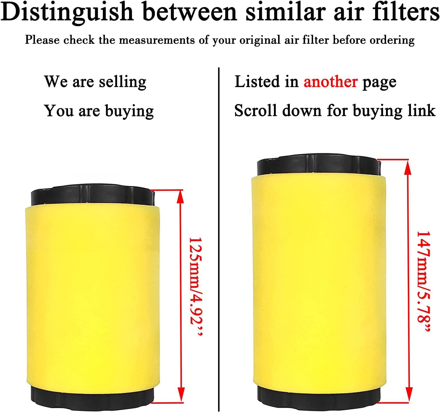 Z335E Z345R Air Filter Oil Filter Tune Up Kit for John Deer Z355E Z345M Z355R Z225 Z355E E120 Z235 Z335 Z345 Z355 LT150 46’’ 48’’ Mower w/ 17.5hp 19.5hp 20hp 21hp Engine - Image 4