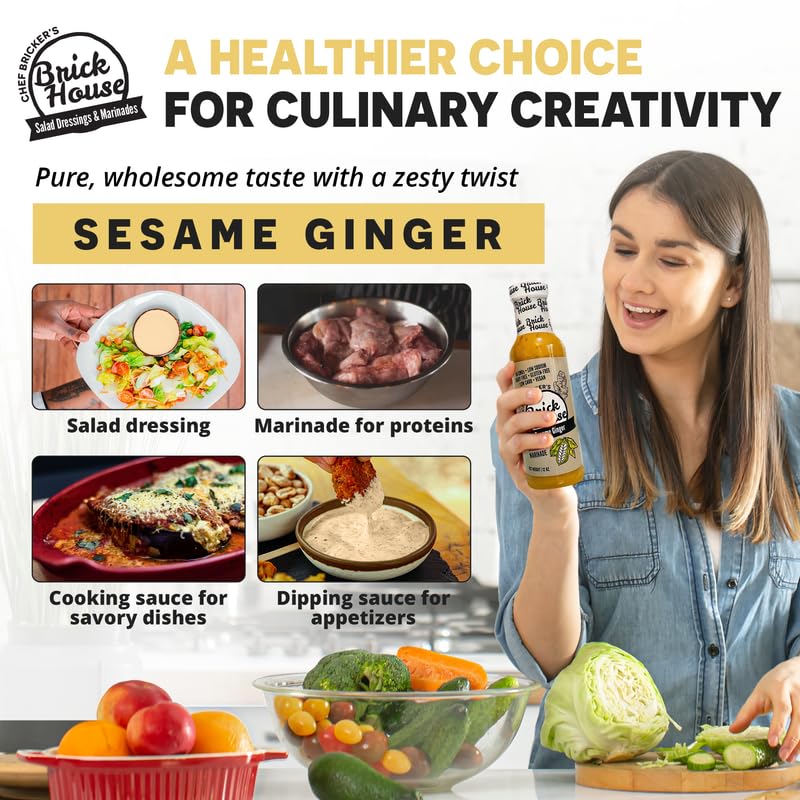 Brick House Sesame Ginger Salad Dressing Vinaigrette, 12 oz - Vinaigrette Inspired by Asian Salad Dressings - Vegan, Low Carb, Low Sodium Sesame Dressing, No Preservatives, Made in USA - Image 4