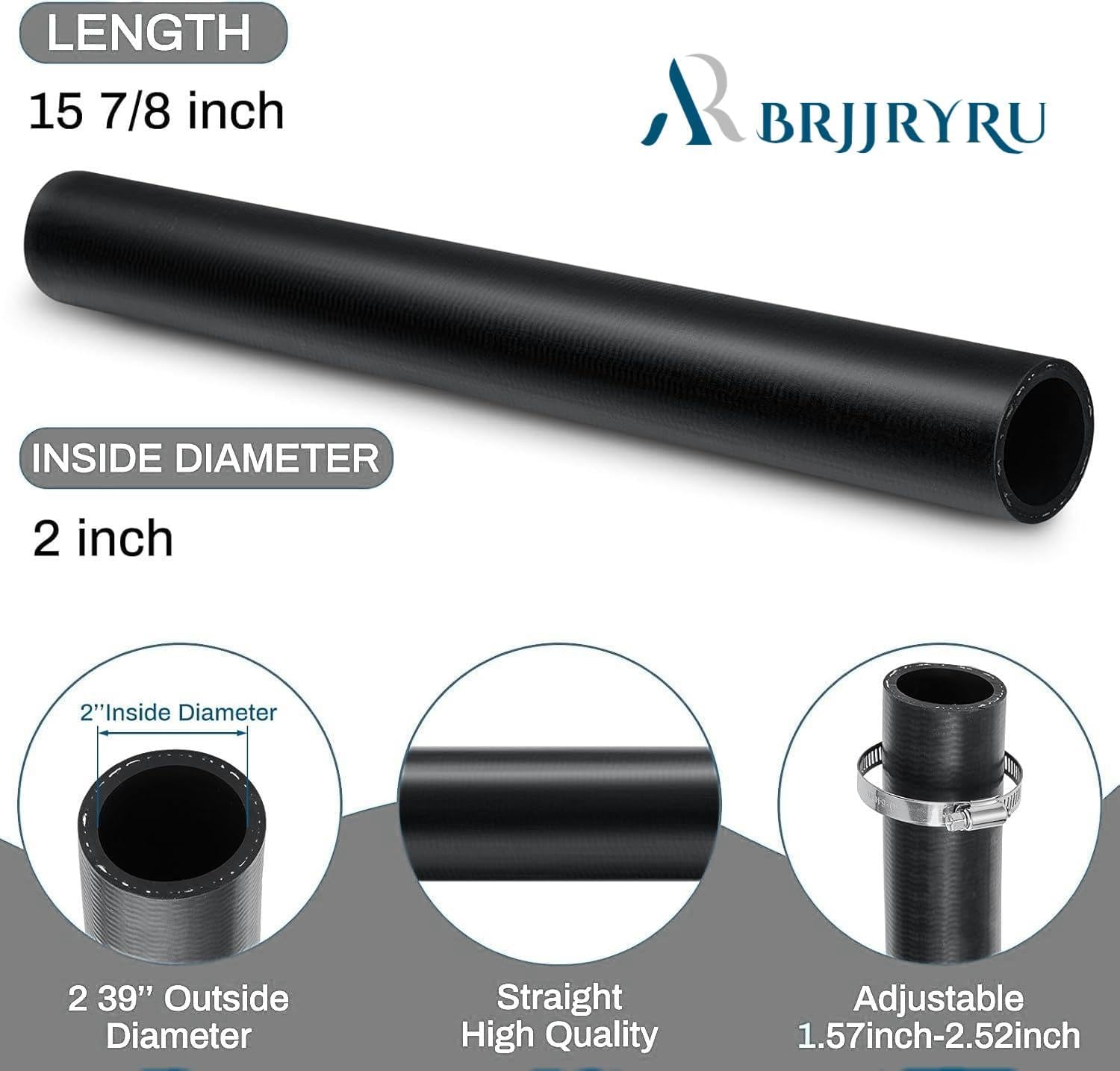 2" ID Gasoline Fuel Filler Neck Hose with 4 Clamps - 15 7/8" Straight Gas Tank Hose Replacement - Image 2