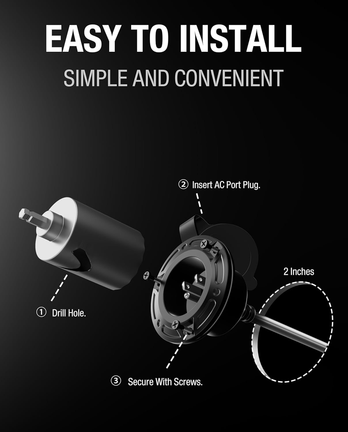 Heavy-Duty 20A 125V RV Shore Power Inlet Plug with 16" Extension Cord, 5-in-1 T-Blade Adapter, Waterproof Outlet Box & Cap for RVs Trailers Boats - Outdoor Electrical System (12AWG) - Image 5