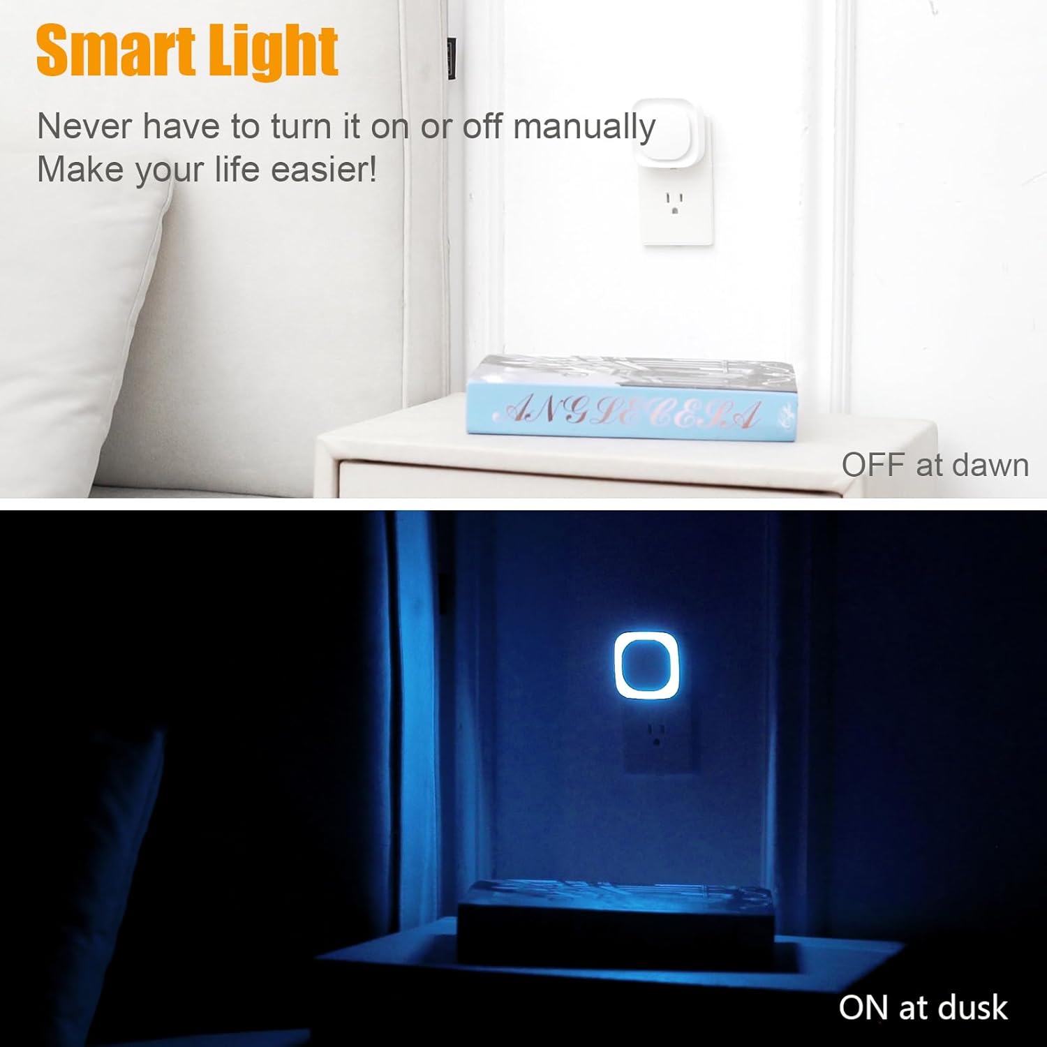 2 Pack Azure Night Light, Crisp Modern Glow with Dimmable Soft Light & Indirect Reflection, Auto Dusk to Dawn Sensor, Plug in LED Nightlight for Bathroom,Toilet, Kitchen Counter, Modern Decor - Image 5