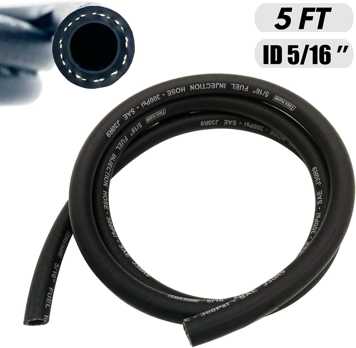 SAE 30R9 Fuel Hose Line 5/16 Fuel injection hose 5FT Length High Pressure SAE30R9 Push Lock hose 300 psi (5FT, 5/16" ID) - Image 6