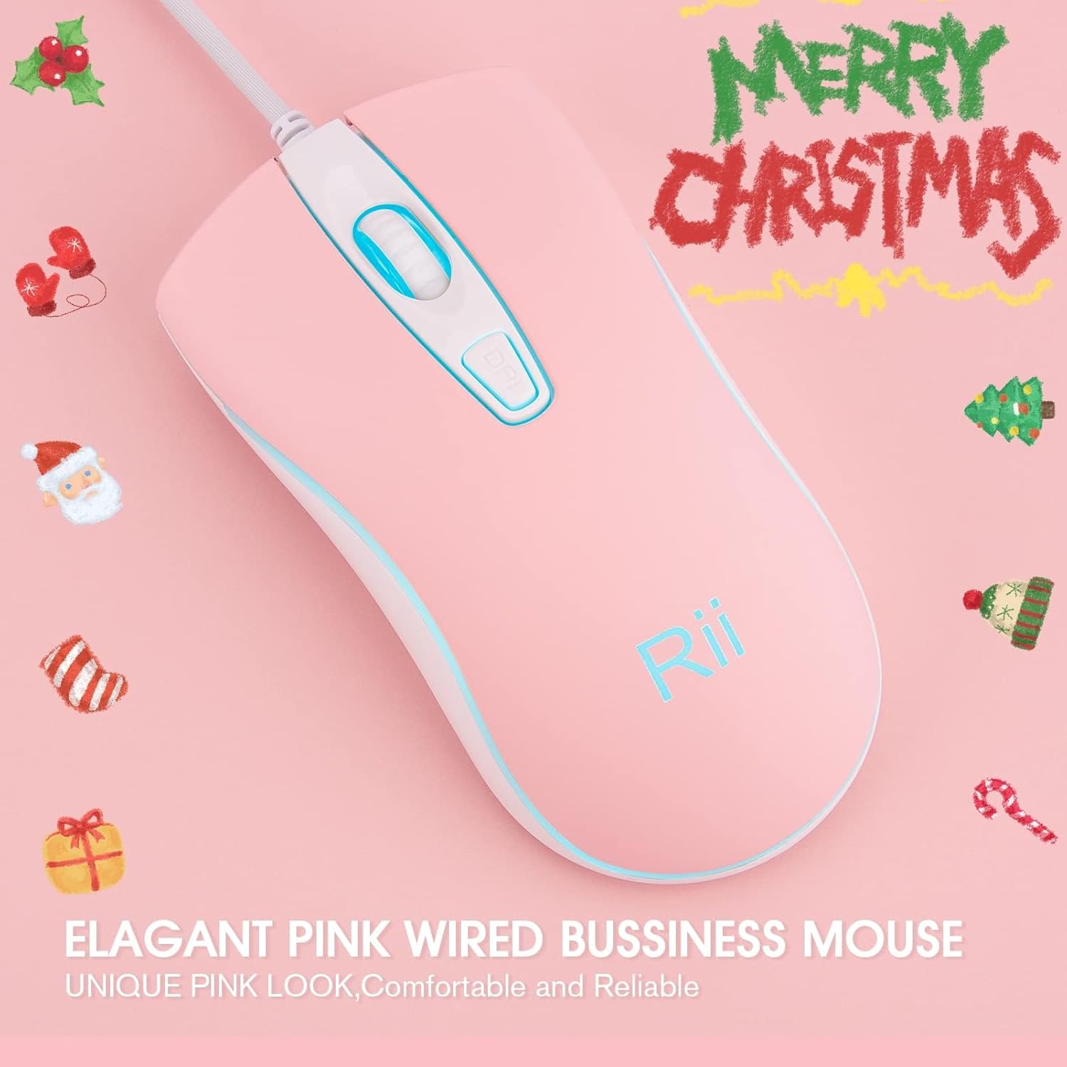 Rii Wired Mouse, USB Computer Mouse,RGB Optical Office Mice for PC,Computer,Laptop,Desktop,Windows,Chromebook (Pink) - Image 8
