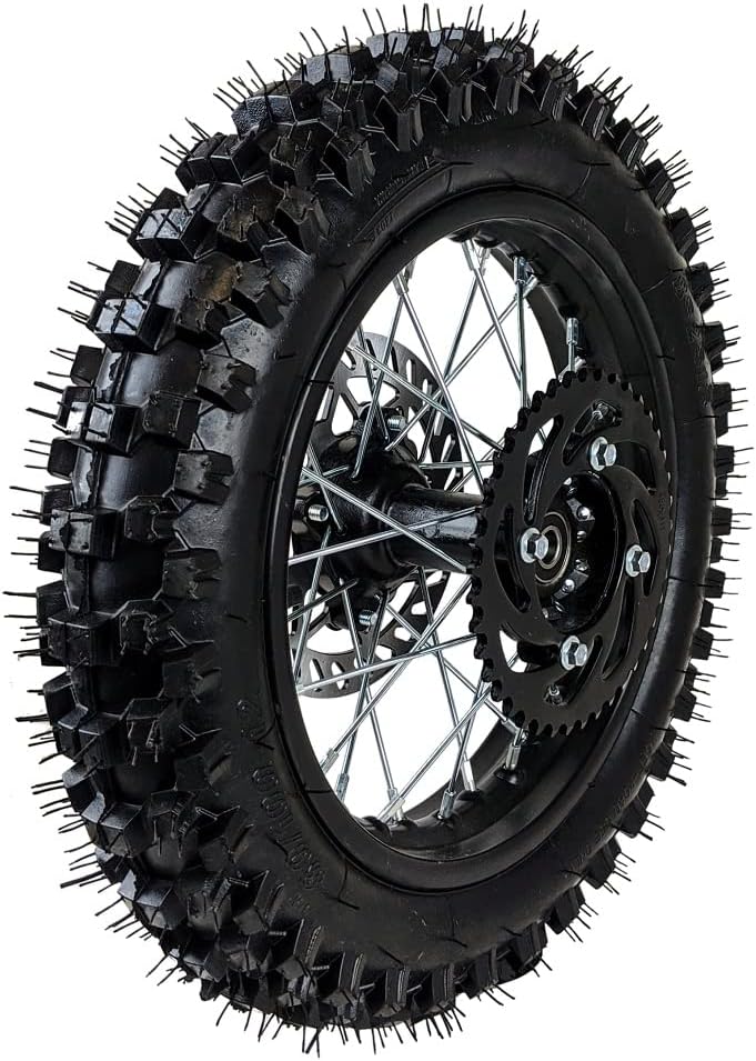 10"" Rear Wheel Rim Tire Assembly For Dirt Pit Bike Trail 80/100-10 Rear Wheel Rim Tire Fits 50/70/90/110 Pit Dirt Bike KLX65 Apollo Includes Brake Rotor and 420 41T Sprocket - Image 3