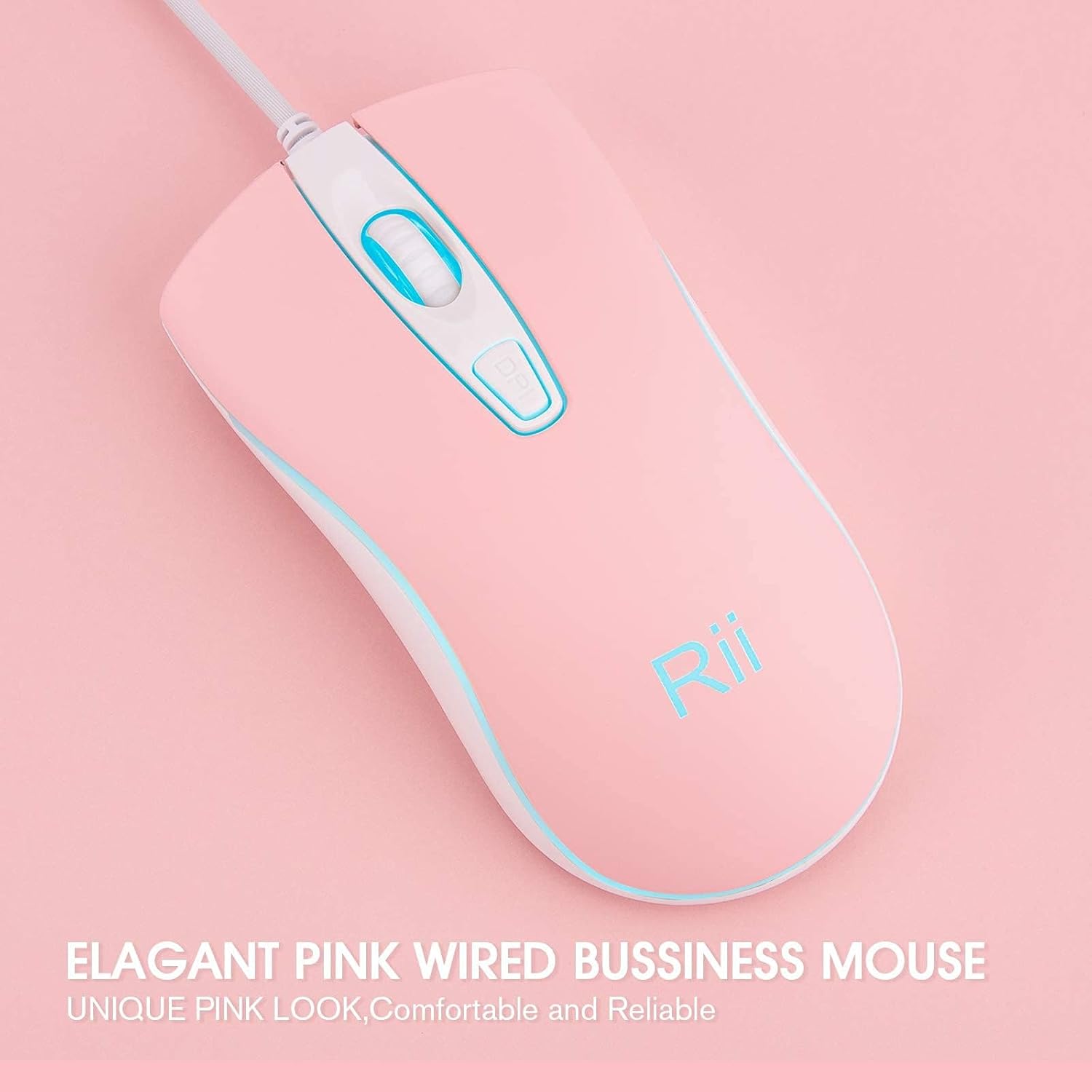 Rii Wired Mouse, USB Computer Mouse,RGB Optical Office Mice for PC,Computer,Laptop,Desktop,Windows,Chromebook (Pink) - Image 7
