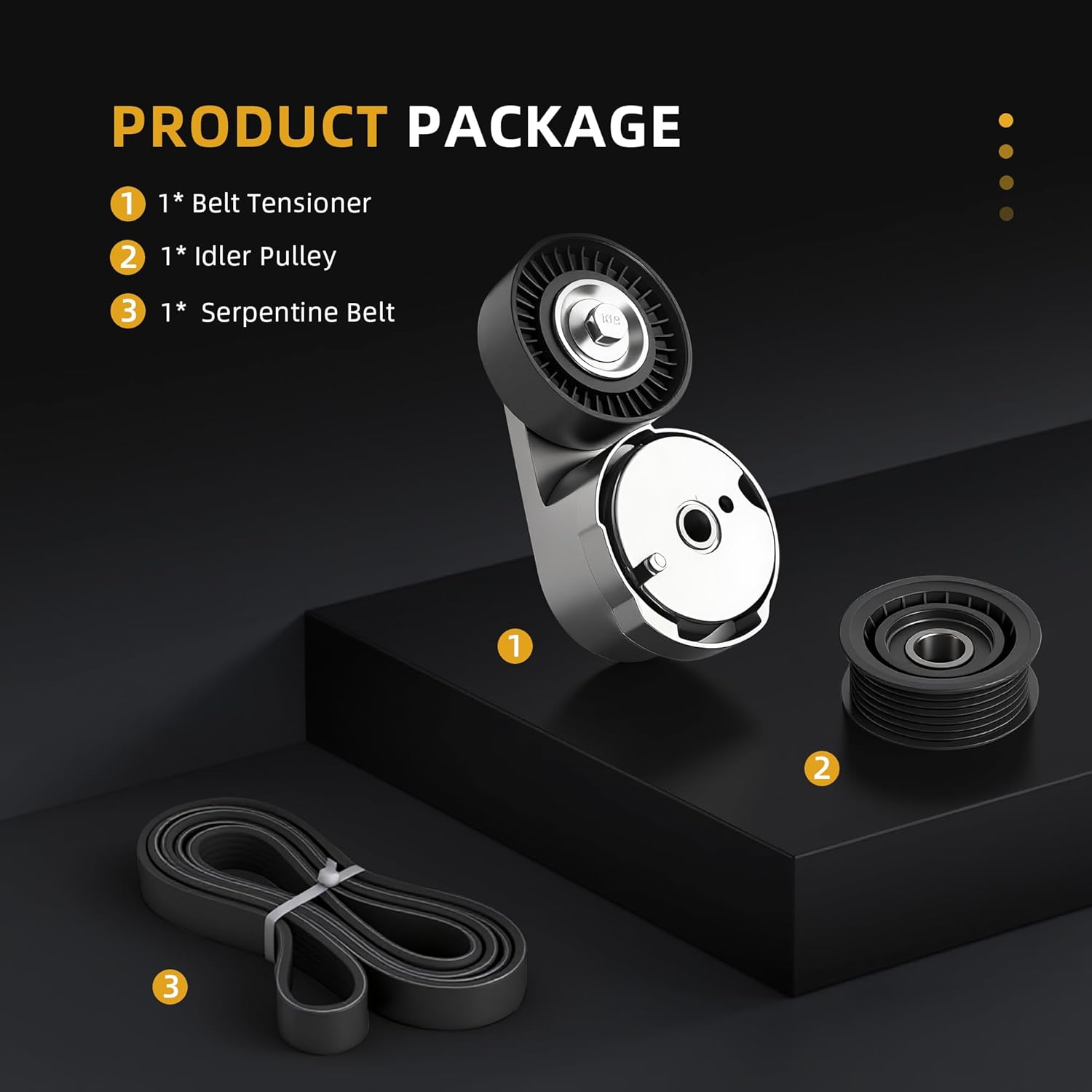 Belt Tensioner Serpentine Belt Idler Pulley Kit For Chrysler 200/Town & Country, For Dodge Avenger/Grand Caravan/Journey, For Ram C/V 3.6L V6 2011-2019, 39282, 38082, 6PK1960 - Image 3