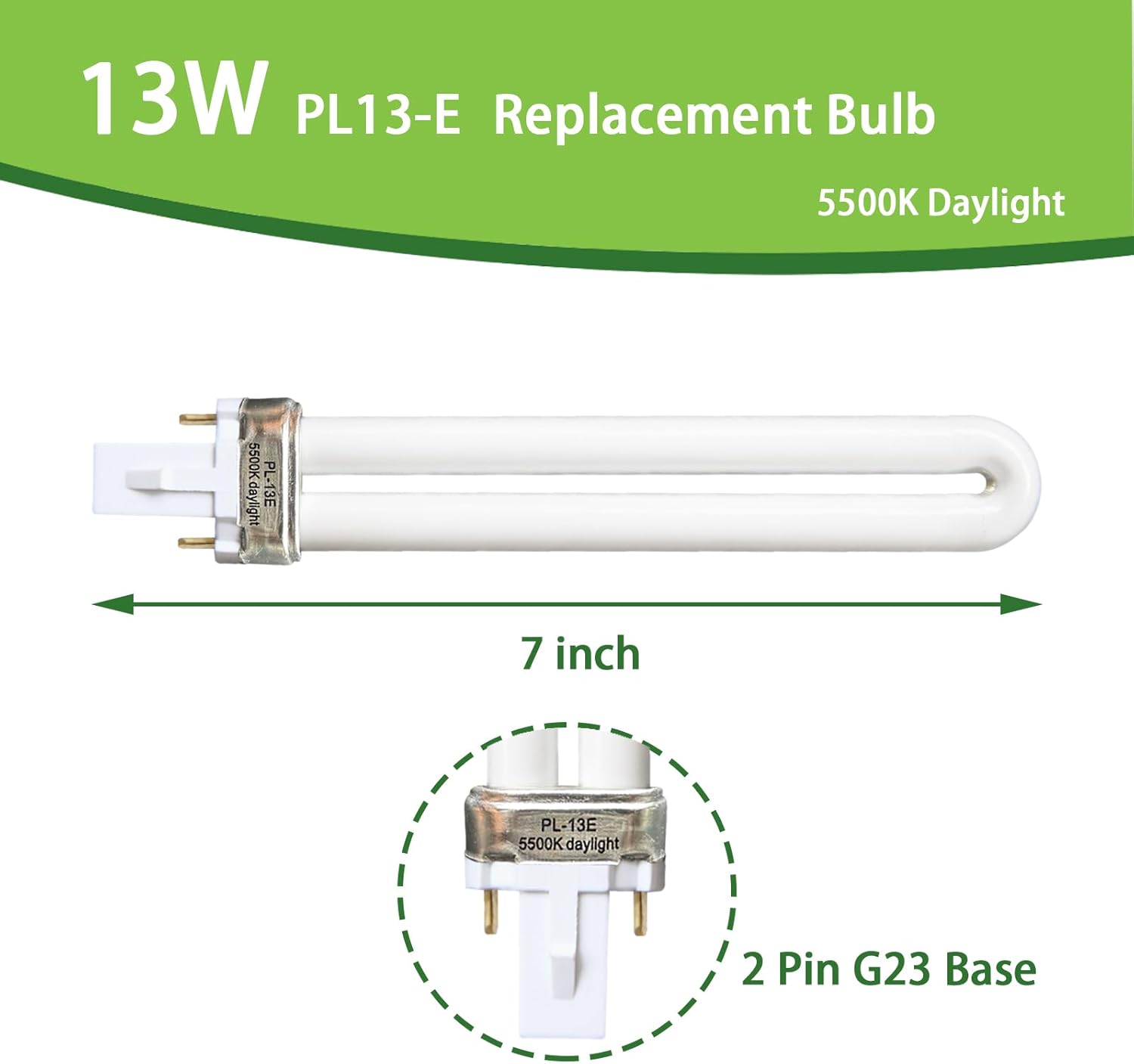 (2 Pack) PL13-E 13W Replacement Light Bulb Compatible with Electronic Ballast,Replace for Ottlite T1333E,13W Type E Compact Fluorescent Light Bulb,5500K Bright Natural Daylight,G23 Base - Image 4