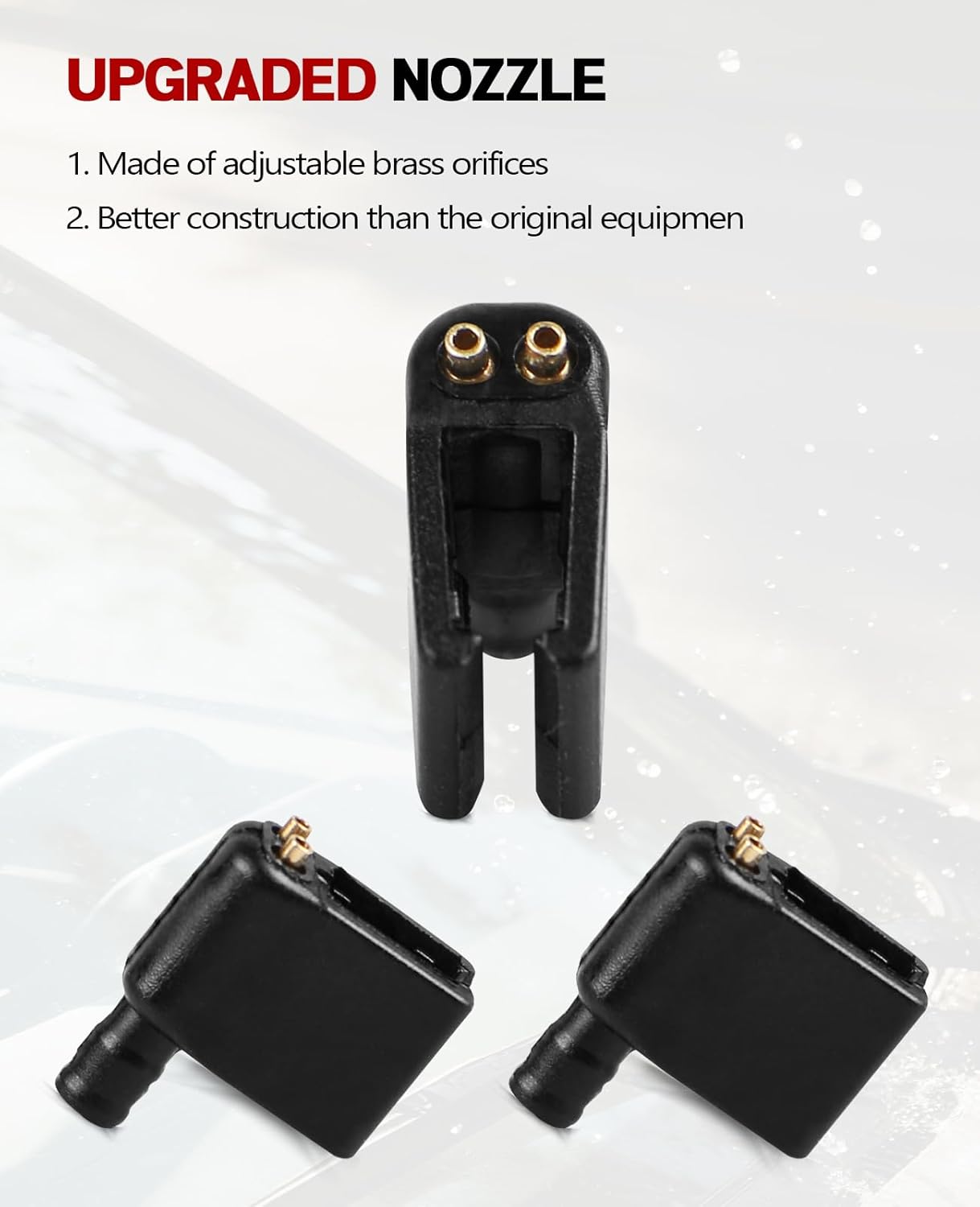 Xislet Upgraded 2 Pack Aimable Brass Windshield Washer Wiper Arm Nozzles Compatible with Mercedes, Dodge Sprinter and Peterbilt Van RV Truck Wiper Sprayer Replace 47191/68017440AA - Image 2