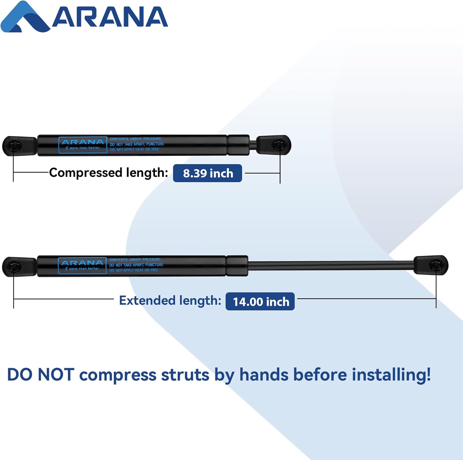 ARANA SX140P15 lt08-05b 14 inch Gas Struts 15Lb/67N,14'' Shocks,14 inch Lift Support for Costco US General Truck Tool Box Lid Harbor Freight Toolcart Leer Camper Shell Truck Cap Topper, 2Pcs - Image 3