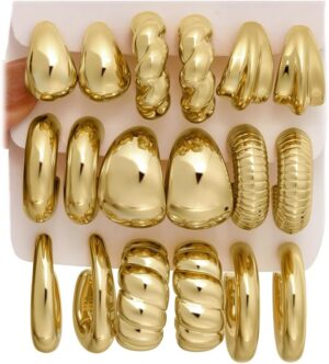 42 Pairs Gold Hoop Earrings Set for...