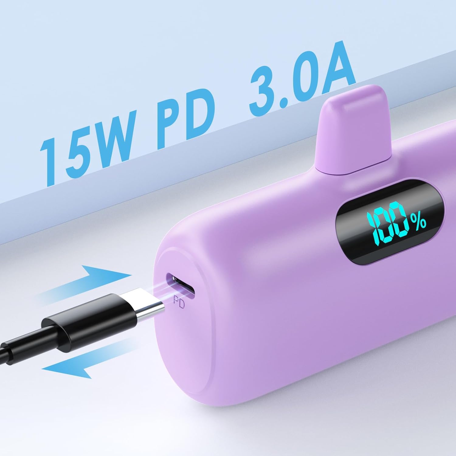 Feob Small Portable Charger for iPhone,Upgraded 5000mAh PD Fast Charging Power Bank,Mini Battery Pack Backup Charger Compatible with iPhone 14/14 Pro Max/13/13 Pro/12 Pro/11/XS/XR/X/8/7/6-Purple - Image 4