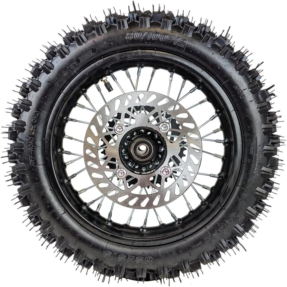 10"" Rear Wheel Rim Tire Assembly For Dirt Pit Bike Trail 80/100-10 Rear Wheel Rim Tire Fits 50/70/90/110 Pit Dirt Bike KLX65 Apollo Includes Brake Rotor and 420 41T Sprocket - Image 4