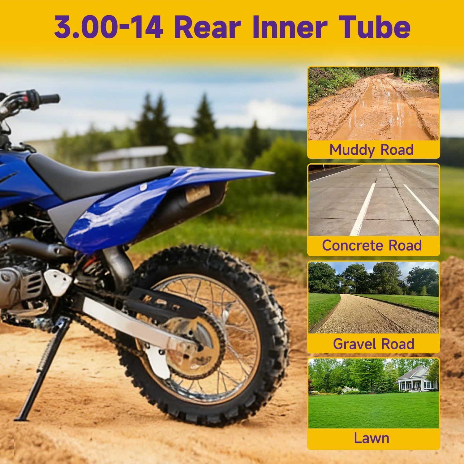 HIAORS 90/100-14 3.00-14" Dirt Bike Inner Tube Replacement for 125cc 140cc 150cc 160cc Apollo YZ85 TTR125 SSR SR150 KLX125 TaoTao DB17 DB27 RM85 Off Road Pit Bike Motorcross Heavy Duty Parts 1 pcs - Image 5