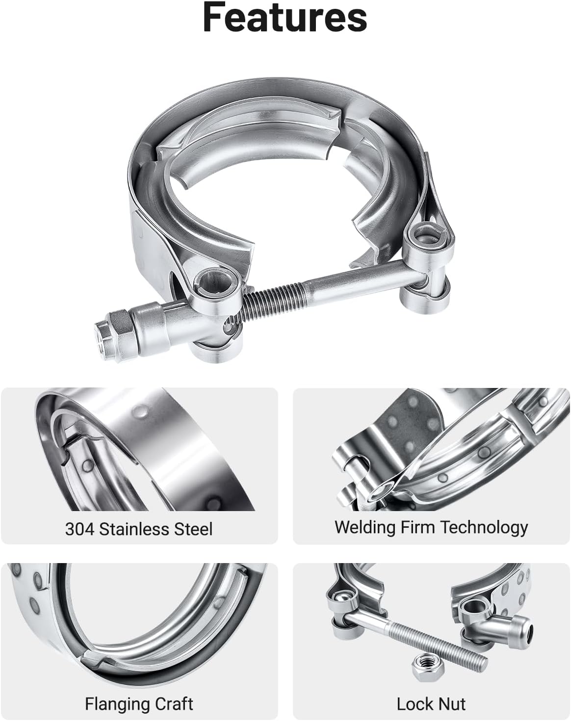 EVIL ENERGY V Band Clamp for Flange Kit Stainless Steel (1, 2.0") - Image 4