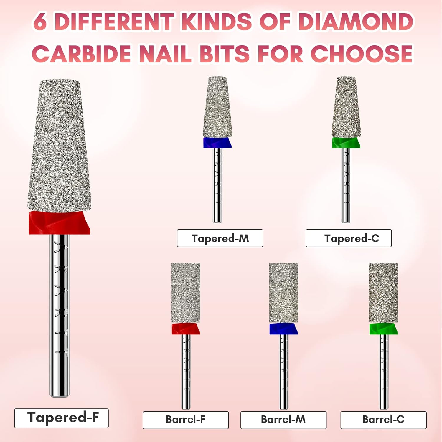 Makartt Nail Drill Bits - Tapered Barrel Carbide Diamond Sanding Buffer Bit for Nail Prep Cuticle Remove, Upgrade Nail Drill Tips with Cross Teeth and Dust-Proof Ring for Manicure Salon, F #320 Grit - Image 8